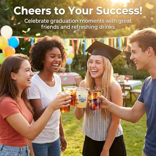 Blue 60 Pack 16oz Graduation Plastic Cups for Class of 2026 Party