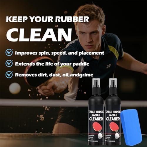 Table Tennis Racket Cleaner Spray & Sponge Kit - Removes Residue & Boosts Spin