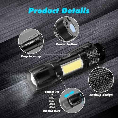 KunHe 6 Pack USB Rechargeable Mini Small LED Flashlights Bulk Camping Lantern Flashlight Bright High Lumens EDC Flash Light Stocking Stuffers