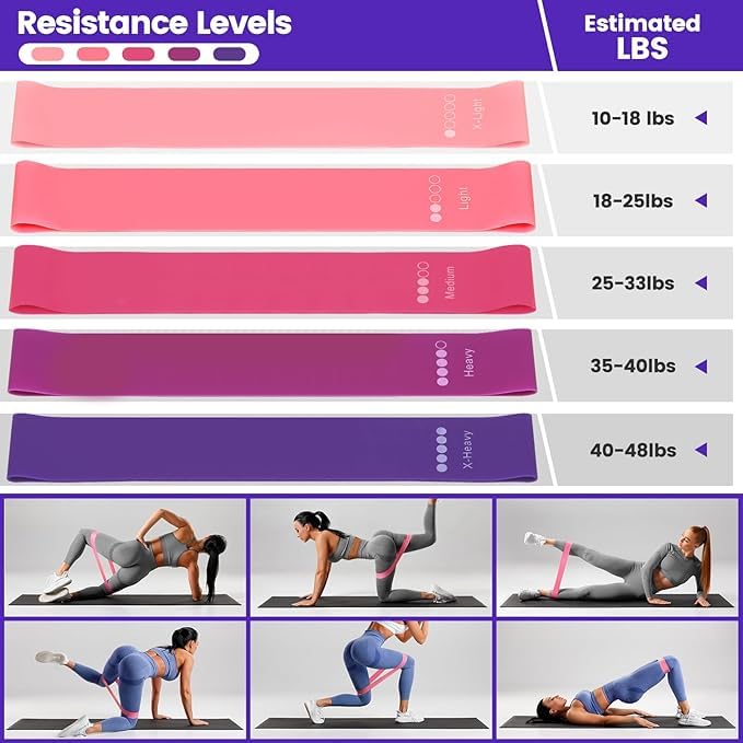 13Pcs Pilates Kit, Pilates Essentials Kit for Women, Booty Bands for Working Out Glutes Yoga Ball 25cm Figure 8 Resistance Band Yoga Bands for Stretching (Pink)