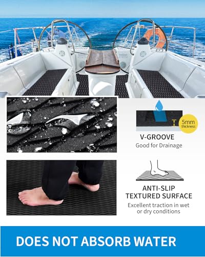 Black Camouflage Boat Flooring Traction Pad - 96"L x 16"W, UV Resistant