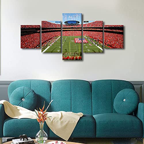 50''Wx24'' Canvas Wall Art Set Kansas Chiefs Stadium Scene Modern Framed Wall Decor