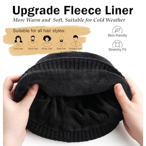 Wmcaps Winter Men Women Fleece Lined Beanie Knitted Hats, Soft Thermal Stocking Skull Caps for Cold Weather