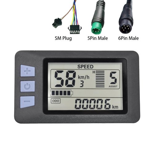 PRIZOM P3H Electric Bike LCD Display Meter Dashboard Meter Display Panel Meter Display 24V 36V 48V 60V for Electric Scooter (5PIN)