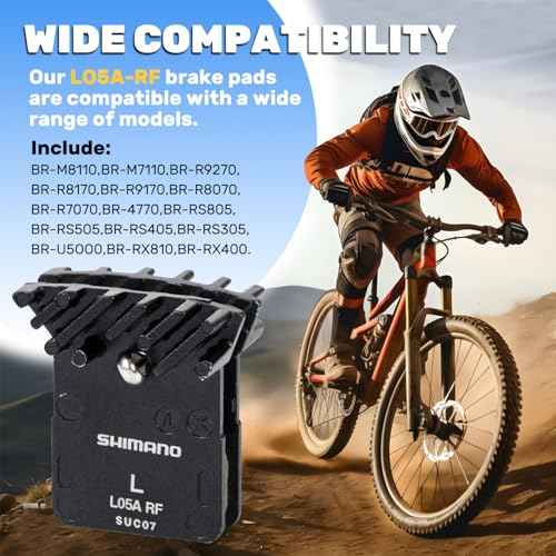 Resin Disc Brake Pads with Cooling Fins and Alloy Back Plate, Compatible with Shimano L05A-RF L02A L03A ? 1 Pair