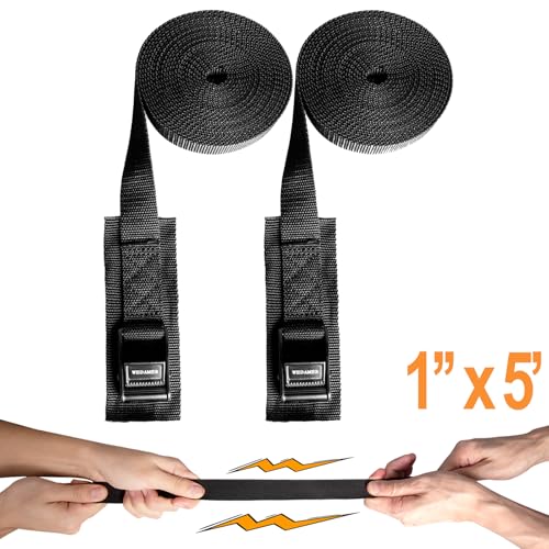 2 Pack Kayak Tie Down Straps - 1 Inch x 5 Feet Cam Buckle Lashing