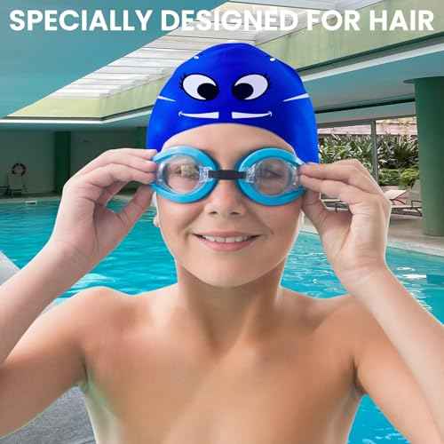 Swim Cap Kids Silicone Swimming Cap for Toddler Swim Hat Water Hats for Girl Boy 3-5 Years