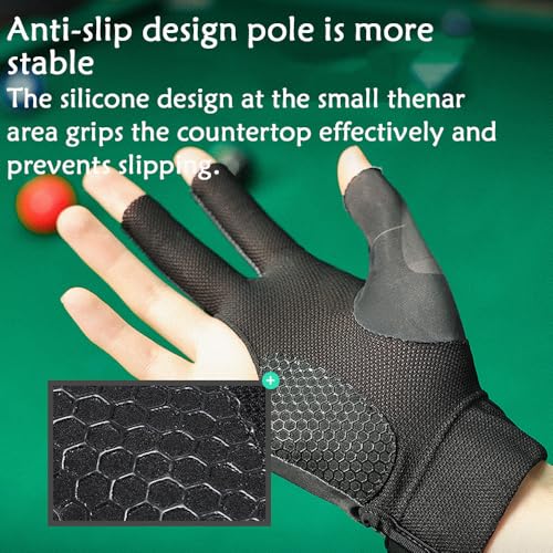 Black Right-Hand Billiard Pool Gloves 3-Finger Breathable Quick-Dry Sports Glove