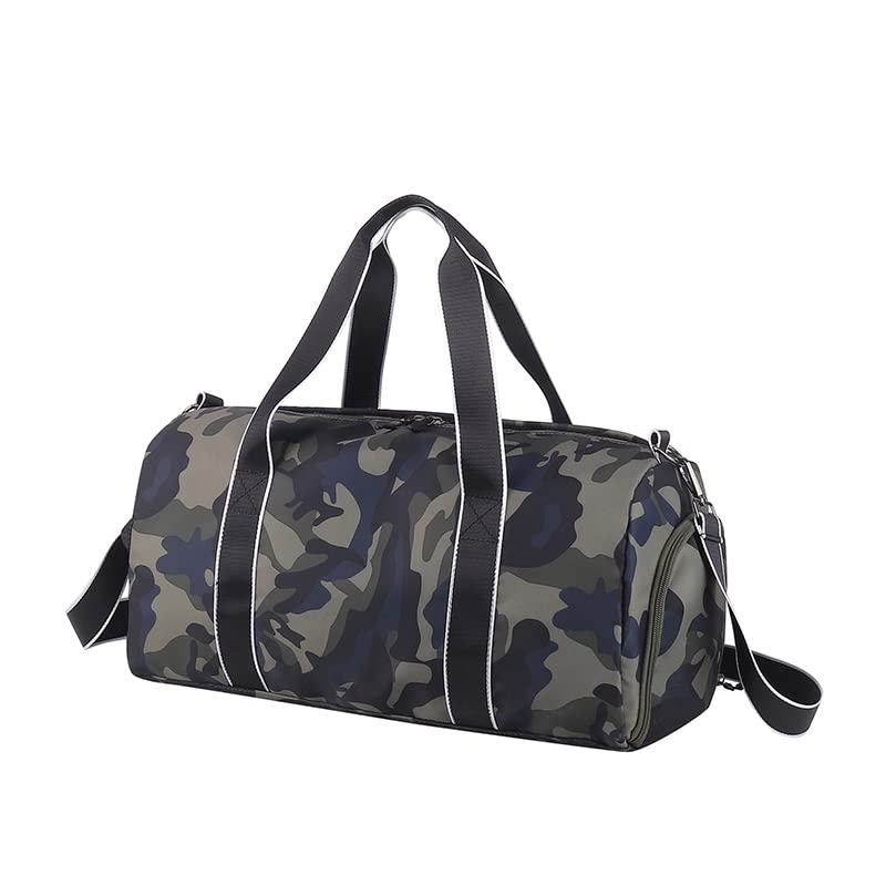 Kids Camouflage Overnight Duffle Bag with Shoe & Wet Pocket - Army Green
