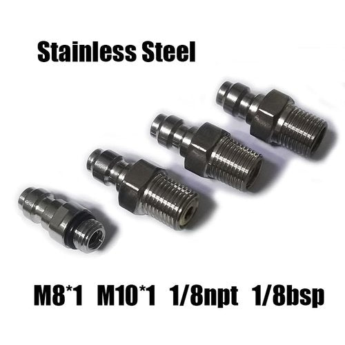8mm Fill Nipple Male Quick Disconnect Valve with One Way Foster Stainless Steel for Paintball Airsoft PCP Diving Mountaineering (1/8NPT Thread)