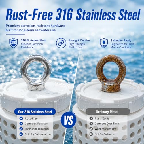 Small PVC Fish Bait Cage with 316 Stainless Steel & Glow Rope for Saltwater Fishing