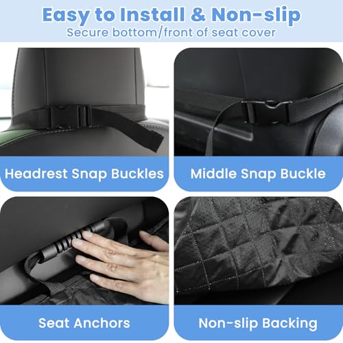 Dog Car Seat Covers, Waterproof Front Seat Cover for Dogs, Scratch-Proof, Nonslip Pet Passenger Seat Cover Protector, Universal Fit for Cars Trucks SUVs, Standard Size, Black