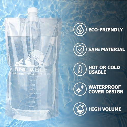 64oz Collapsible Water Bottles 3-Pack - Reusable Foldable Hydration Bottles for Hiking Camping & Travel, BPA-Free