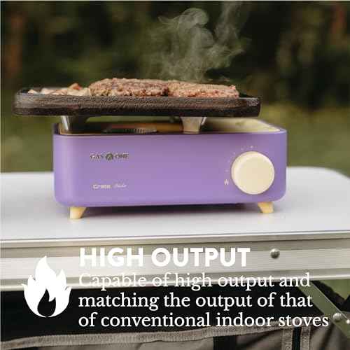 Gas One Butane Fuel Camp Stove ? Crate Series - Mini Stove for Camping, Hiking ? Portable Gas Stove with Spiral Flame ? Even Heat Distribution ? Modern and Easy to Use (Violet)