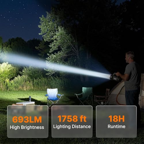 Rechargeable Camping Lantern with Multi-Tool Flashlight Gray/Black - 983LM