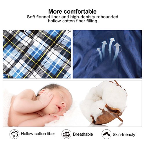 Redcamp Flannel Sleeping Bag for Adults with Detachable Hood, Blue, 3lbs Filling