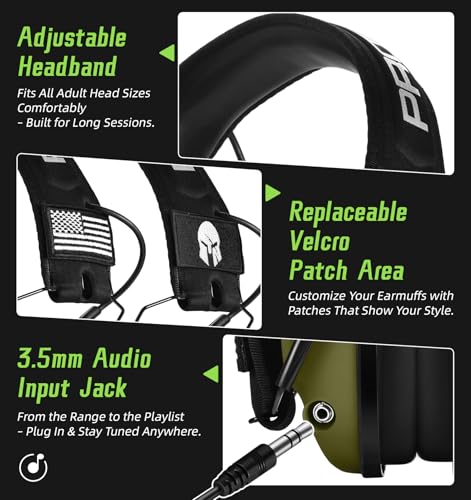 PROHEAR Digital Electronic Shooting Ear Protection 5X Sound Amplification, 23dB Noise Reduction, Green - Low Profile