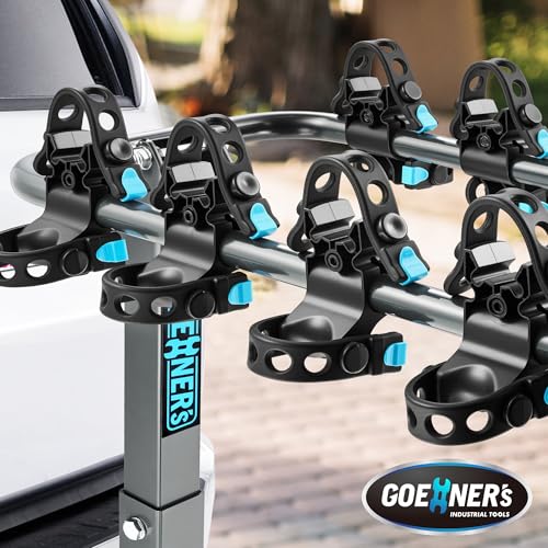 GOEHNER's Heavy-Duty 4-Bike Hitch Rack 240 lbs Capacity, Dual Locking Car Bike Carrier