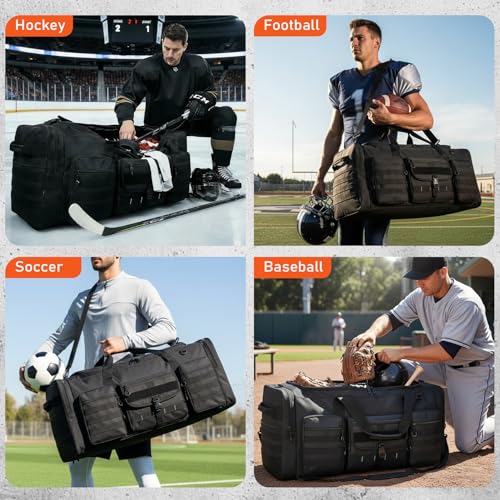 Extra Large Black Duffle Bag 132L Heavy Duty Sports Equipment Travel Bag