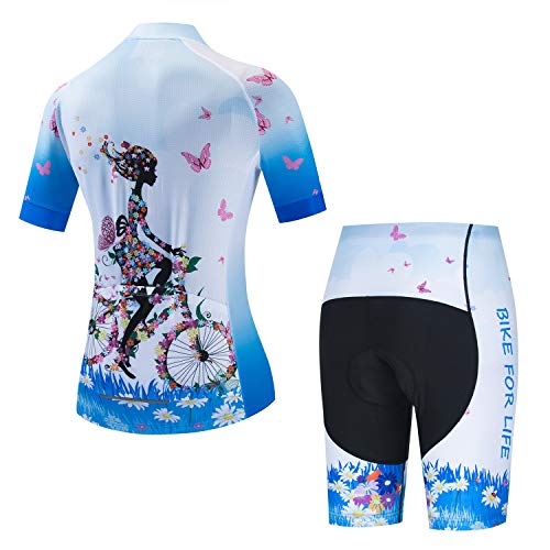 Women's Cycling Jersey Set Short Sleeve Bike Clothes 3D Padded MTB Road