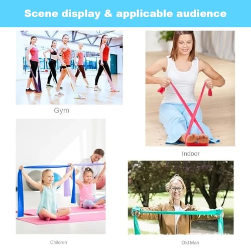 Latex Resistance Bands for Yoga & Fitness, High Elastic Anti Break Stretch Bands, Full Body Workout Bands for Home Gym, Blue, 59 * 5.9 * 0.01In