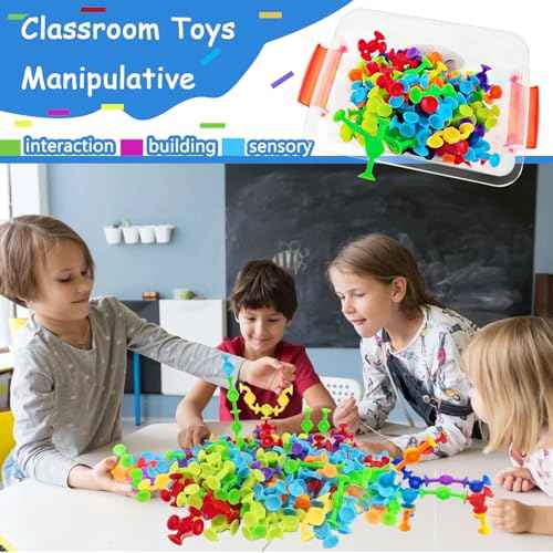 165Pcs Suction Cup Toy Bath Sensory Toys for Kids Genius Suckers Building Toys Party Favor Gift for 3 4 5 6 Year Old Boy Girl Toddler Travel Fidget Window Toy with Storage Organizer