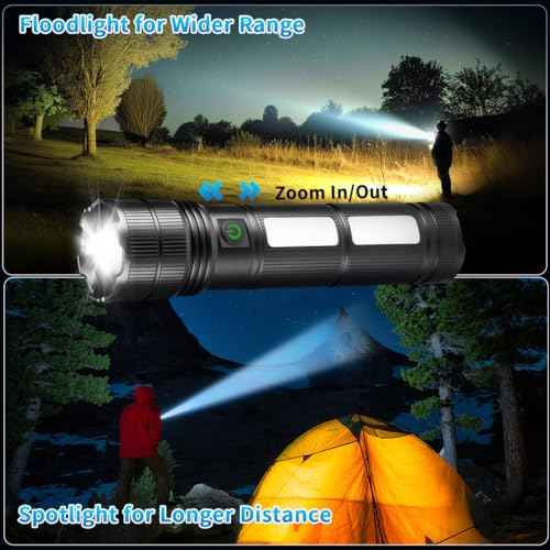 KYEKIO Large Size & High Powered Flashlight, 7200mAh Flashlights High Lumens, Super Bright Flashlight, Rechargeable Flashlights LED, Adjustable Tactical Flash Light, Waterproof Flash Light for Home