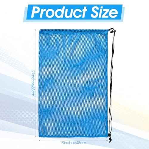 2 pcs Mesh Bag Oversized, 19" x 27" Mesh Snorkel Gear Bags, Large Drawstring Net Bag for Diving Snorkeling, Fins, Swimming Gear, Beach and Sports Equipment Balls Collect(Black & Blue)