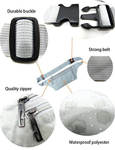 Naoki Waterproof Sports Waist Pack Bag with Silver Gray Variation