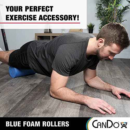 CanDo Blue PE Foam Rollers for Fitness, Exercise Muscle Restoration, Massage Therapy, Sport Recovery and Physical Therapy for Homes, Clinics, and Gyms 6" x 36" Round