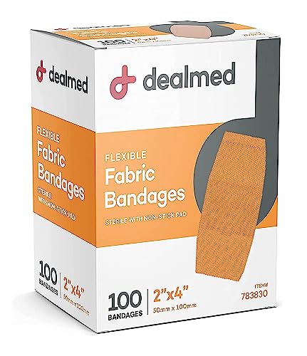 Dealmed Fabric Flexible Adhesive Bandages 100 Count Pack of 6 - Latex-Free Wound Care