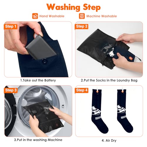 Rechargeable Heated Socks for Men Women Dark Blue 6000mAh App Control Winter Outdoor