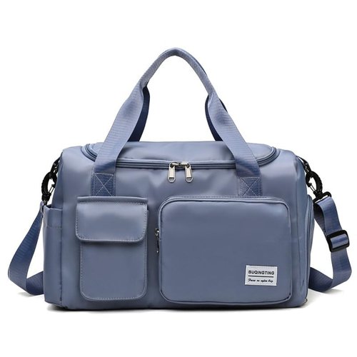 Trendy Tote Bag – Unisex Waterproof Gym & Travel Bag with Wet/Dry Separation, Foldable Nylon, Large Capacity (Blue)