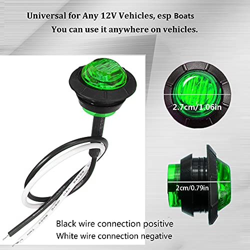Green Waterproof Marine LED Lights 10 Pcs - Boat Interior & Navigation Deck Lamps