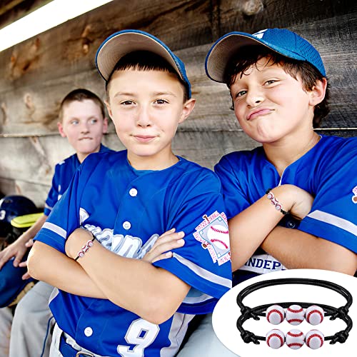 MIAHART 24 Pcs Ball Bracelet Adjustable Baseball Bracelet Sports Theme Bracelets Sports Party Favors