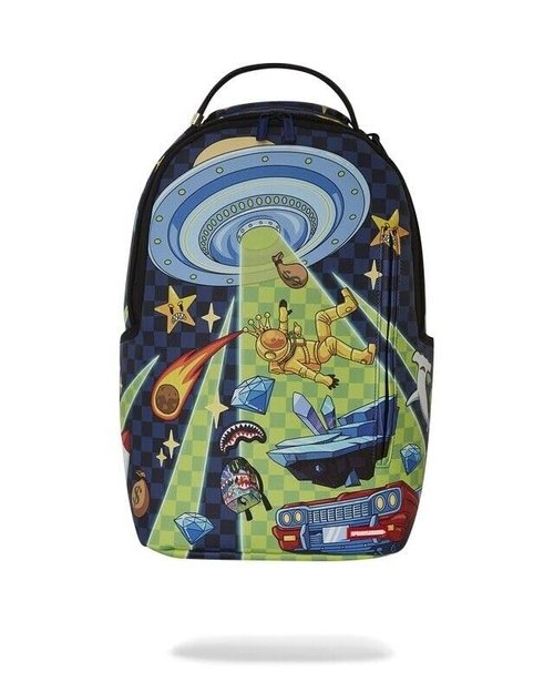 Sprayground Space Warped Backpack, Multicolor, 18H x 11.5W x 6D inches, Adjustable Shoulder Strap