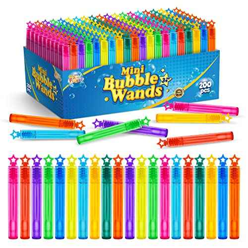 SpringFlower 200 Pieces Mini Bubble Wands, Party Favors Assortment Toys for Kids,Themed Birthday, Halloween, Goodie Bags, Carnival Prizes, Wedding, Bubble Maker Outdoor Gifts for Girls & Boys