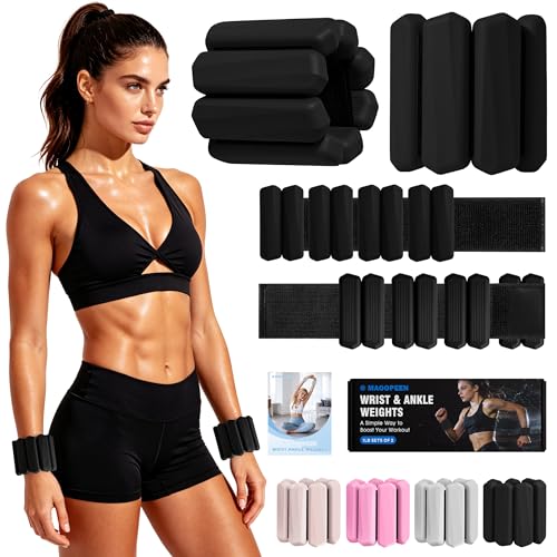 Black Wrist and Ankle Weights Set of 2 (1 lb Each) for Fitness and Exercise