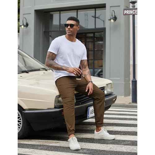 COOFANDY Mens Casual Joggers Pants Cotton Chino Cargo Sweatpants Hiking Outdoor Track Drawstring Pants