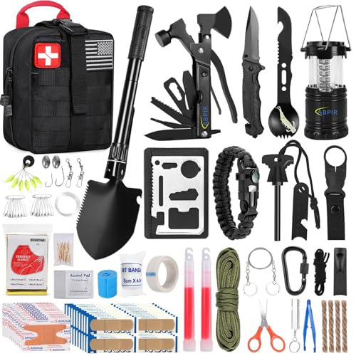 ABPIR 170 PCS Survival Kit with Emergency First Aid and Outdoor Gear - Black