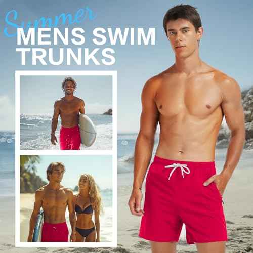 Scotamalone Mens Swim Trunks Swimming Shorts Swimwear Bathing Suits Quick Dry with Zipper Pockets