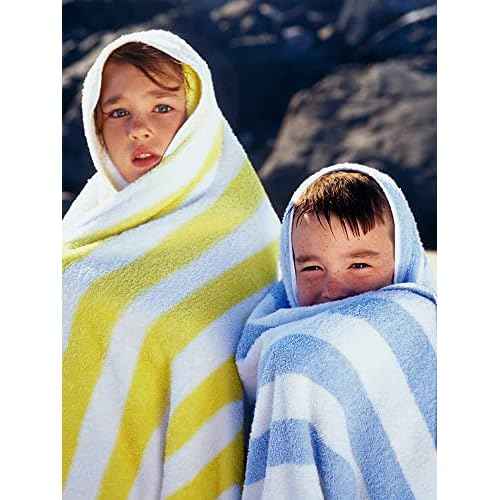 Chakir Turkish Linens Premium Quality 100% Cotton Turkish Cabana Thick Stripe Pool Beach Towels 4-Pack (Light Blue, 30x60 Inch)