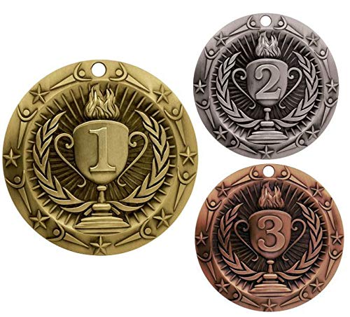 Decade Awards 1st Place Gold Medal - Large Medal | Olympic Award Medals with Stars & Stripes Neck Ribbon - Perfect for School Competitions, Kids, Students, Athletes & Scholars