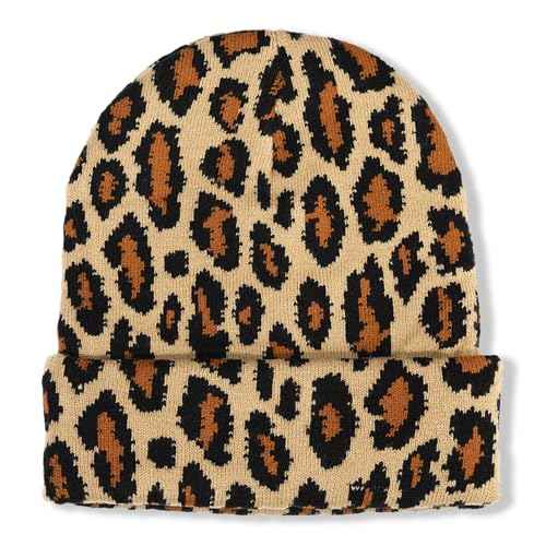 Camo Beanie Hat for Men Women Giraffe Cow Print Leopard Cheetah Print Gifts Knit Hat Funny Animal Themed Stuff Lover Gifts
