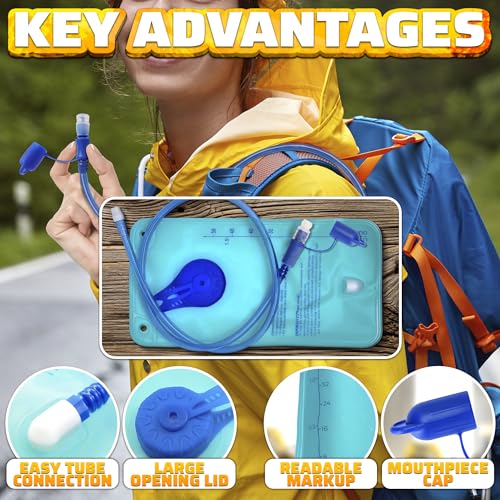 1.5L Hydration Water Bladder for Hiking Backpack - Blue, Wide Mouth, Fill Marks