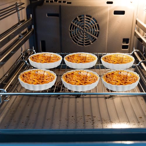 Porcelain Ramekins Set of 8, 5 oz, 5 Inch Diameter, Shallow Baking Dishes
