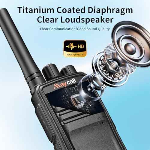 MC-528 Professional Walkie Talkies 2 Pack with Earpiece 2 Way Radio Long Range Rechargeable Portable Two-Way Radios One Click Frequency Matching Encrypted Call for Trip Camping Hiking Skiing