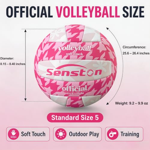 Official Size 5 Waterproof Volleyball - Hot Pink, Indoor & Outdoor Use