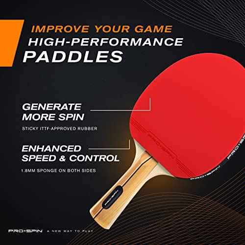 PRO SPIN Ping Pong Paddles - High-Performance Set with Premium Table Tennis Rackets, 3-Star Ping Pong Balls, Compact Storage Case | Professional Quality Ping Pong Paddle Set | Indoor & Outdoor Games