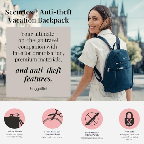 Securtex¢ç Anti-theft Vacation Travel Backpack 10x13" Slash-Resistant Nylon Daypack w/RFID, Charcoal